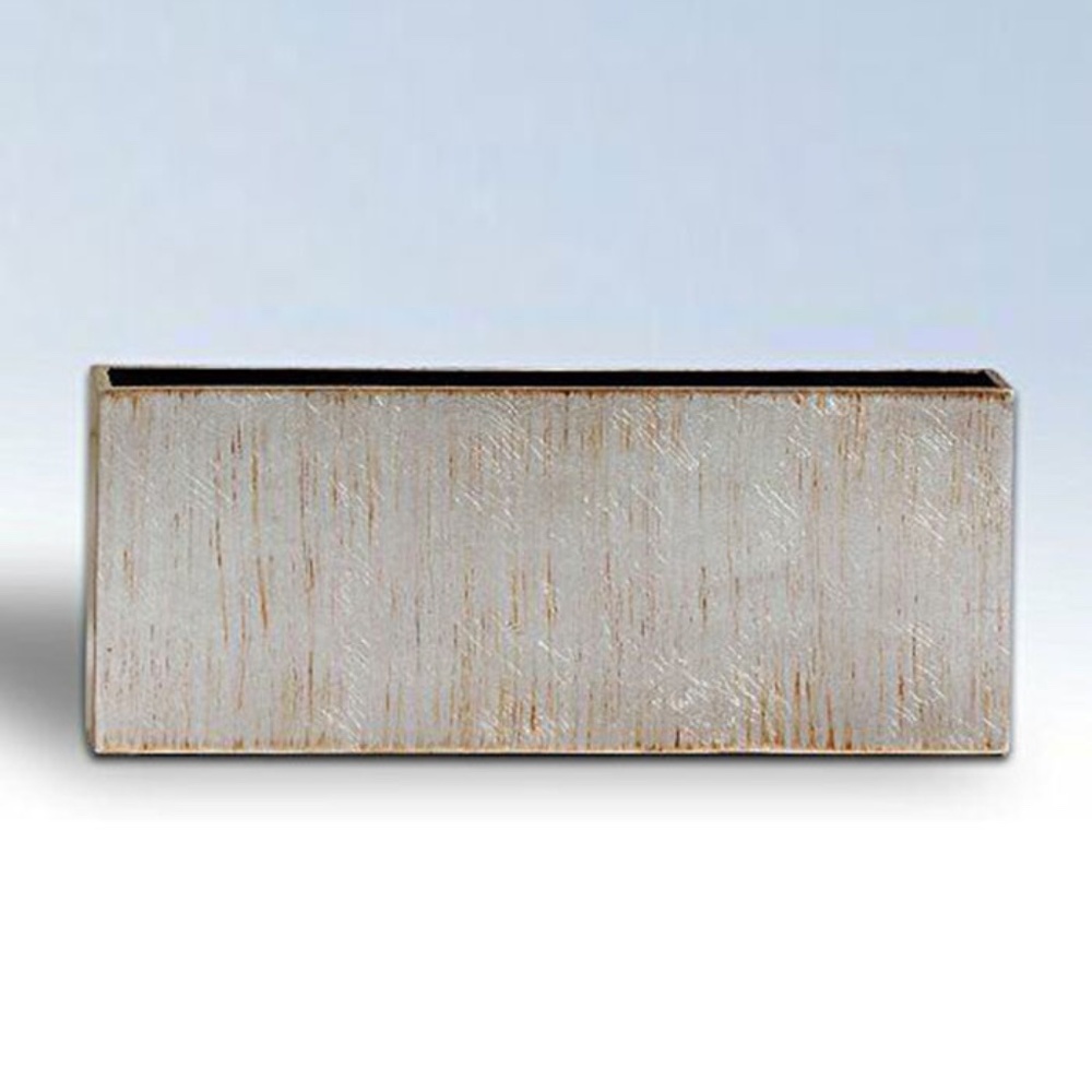 NATORI Slim Rectangular Antiqued Silver Foil Lacquered VASE 2.5" x 12.5"